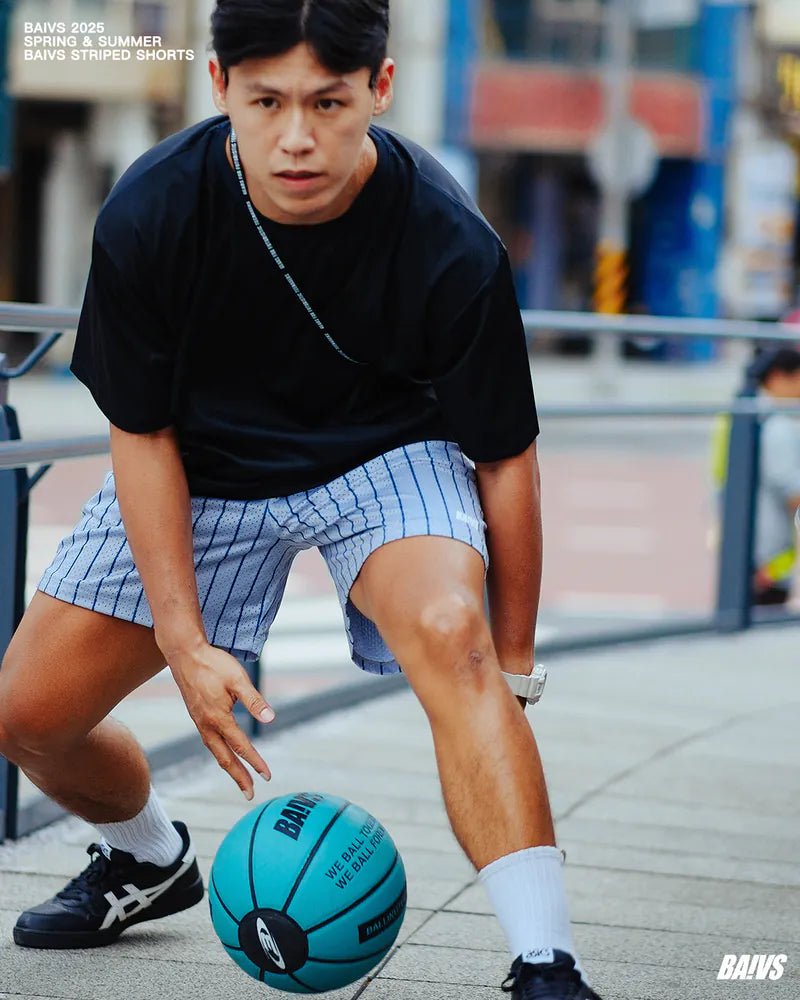 BAIVS Striped Mesh Shorts - 灰藍