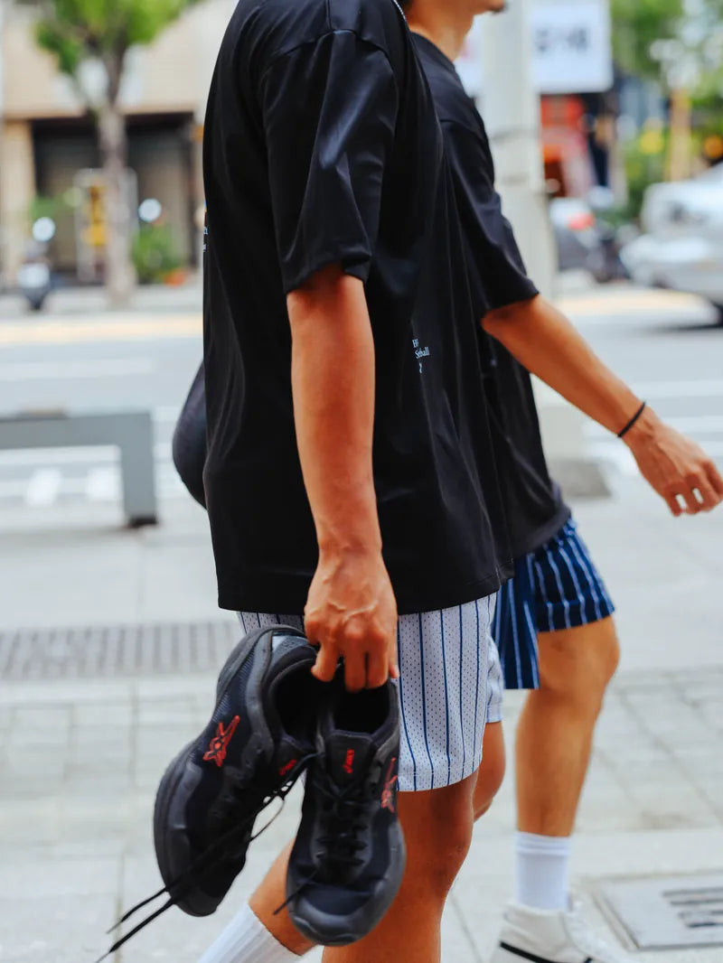 BAIVS Striped Mesh Shorts - 灰藍