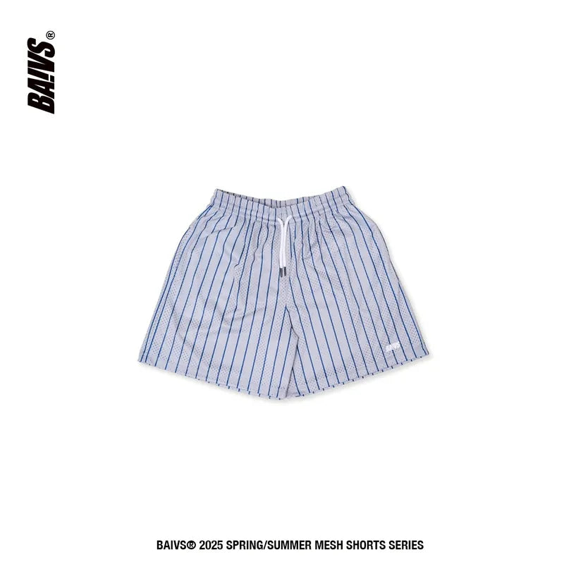 BAIVS Striped Mesh Shorts - 灰藍