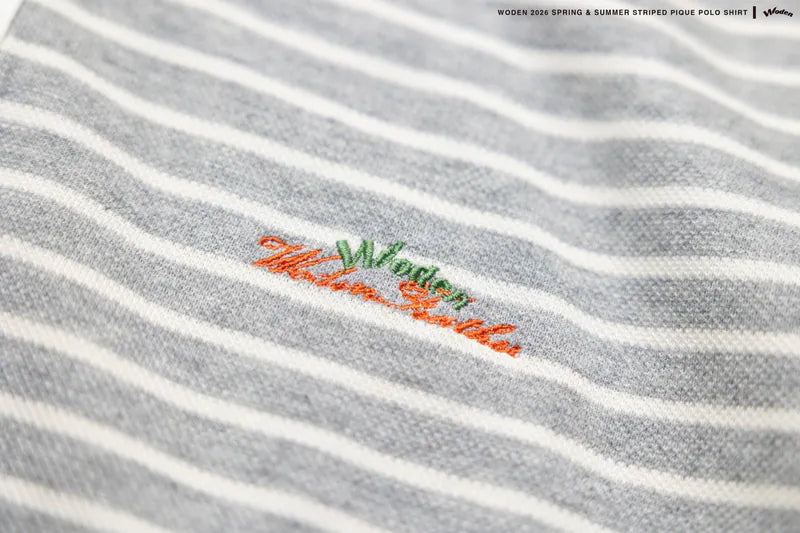 WODEN 2026 Spring & Summer Striped Pique Polo Shirt