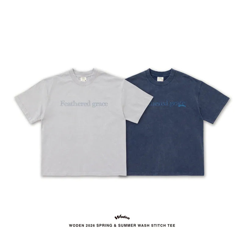 WODEN 2026 Spring & Summer 031 Wash Stitch Font Tee