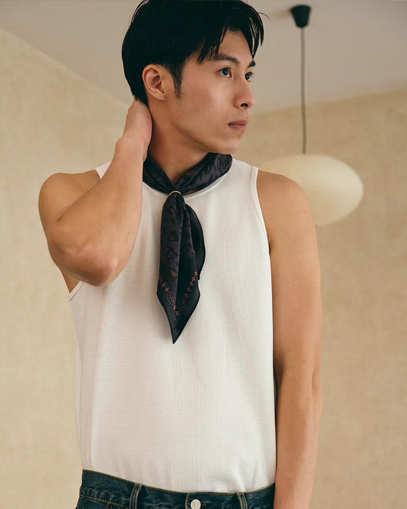 P.B.P - EMBROIDERY WAFFLE TANK TOP - OFF WHITE
