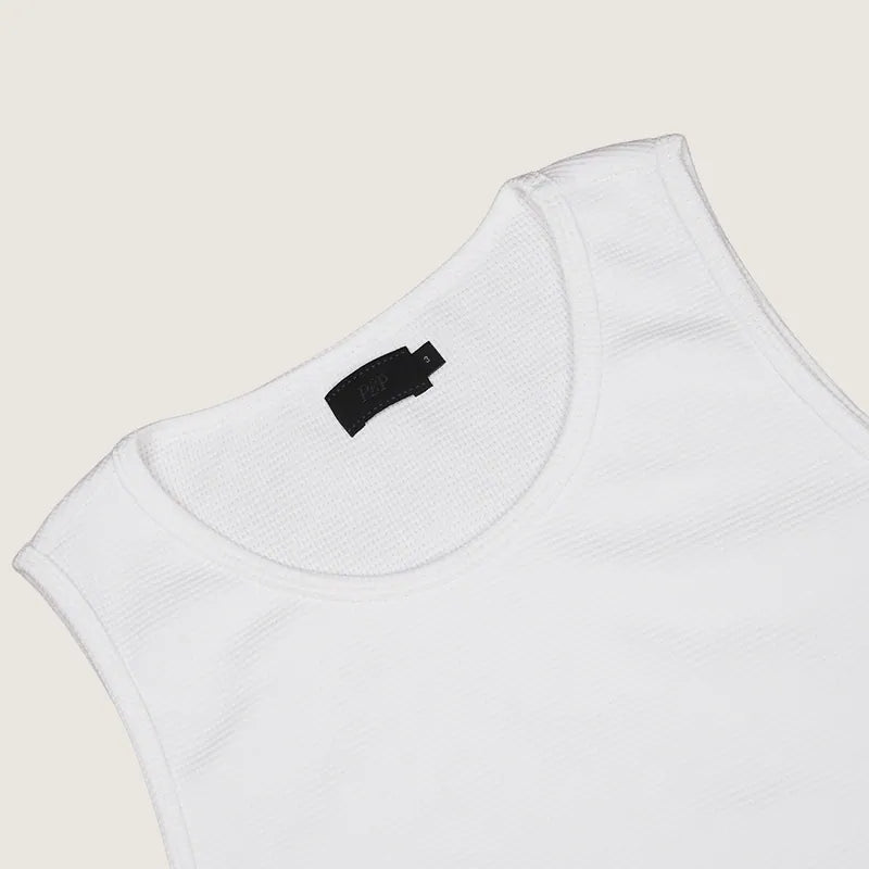 P.B.P - EMBROIDERY WAFFLE TANK TOP - OFF WHITE