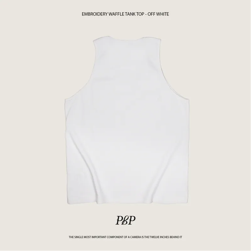 P.B.P - EMBROIDERY WAFFLE TANK TOP - OFF WHITE