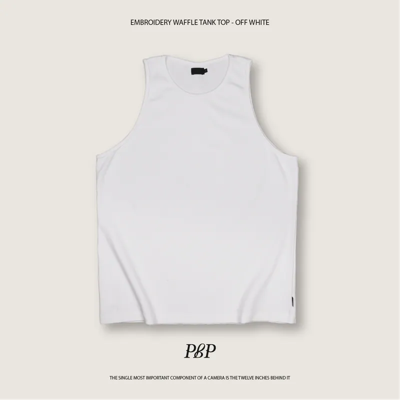 P.B.P - EMBROIDERY WAFFLE TANK TOP - OFF WHITE