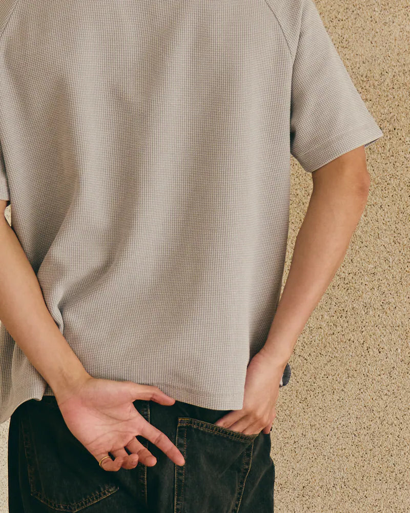 P.B.P - EMBROIDERY WAFFLE TEE - GRAY