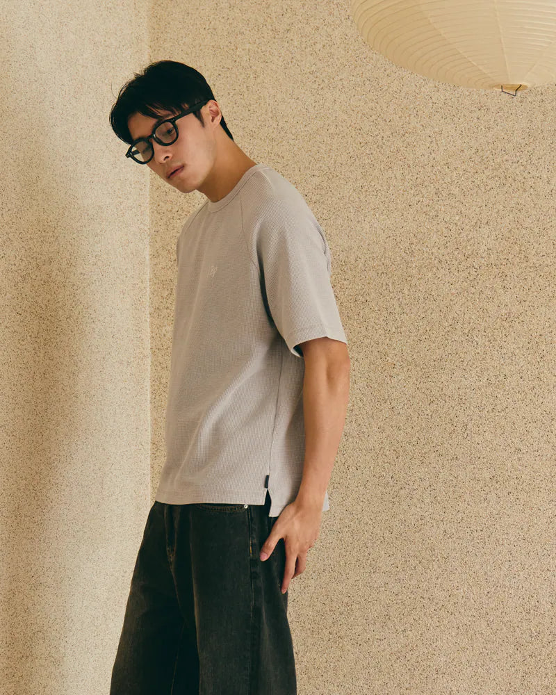 P.B.P - EMBROIDERY WAFFLE TEE - GRAY
