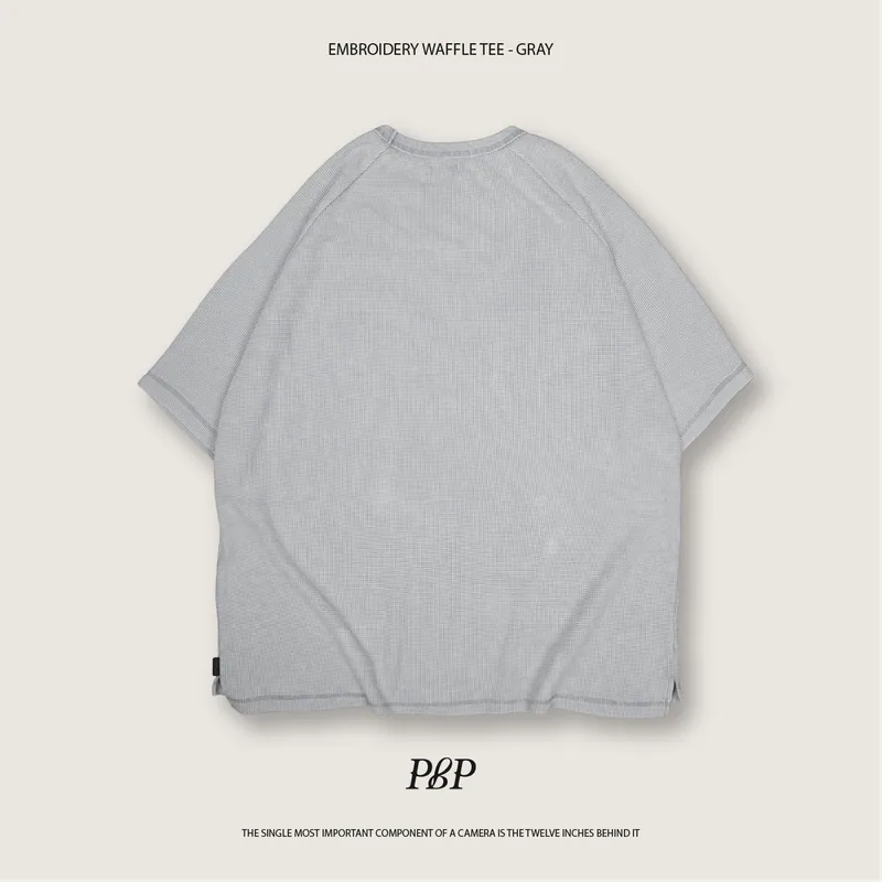 P.B.P - EMBROIDERY WAFFLE TEE - GRAY