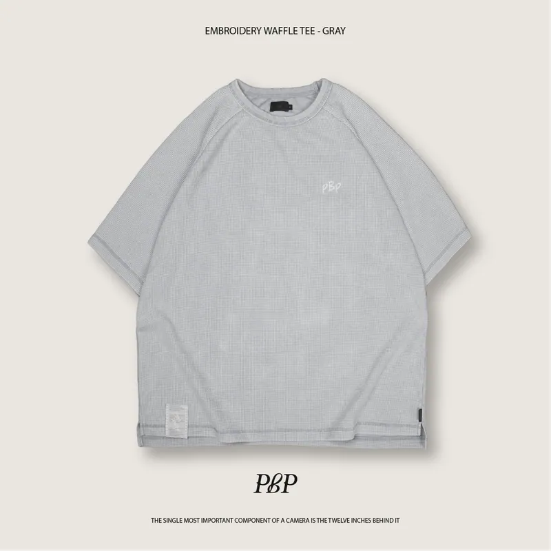 P.B.P - EMBROIDERY WAFFLE TEE - GRAY