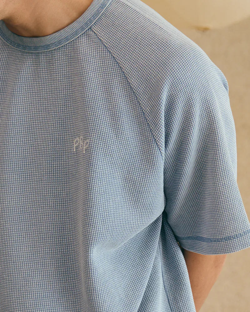 P.B.P - EMBROIDERY WAFFLE TEE - LIGHT BLUE