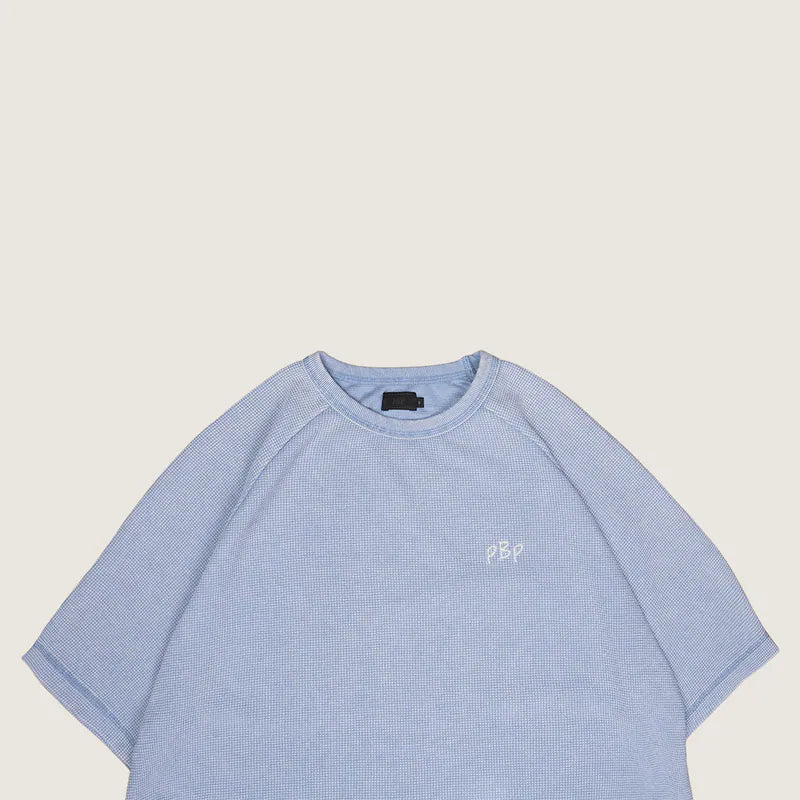 P.B.P - EMBROIDERY WAFFLE TEE - LIGHT BLUE