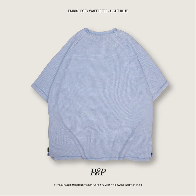 P.B.P - EMBROIDERY WAFFLE TEE - LIGHT BLUE