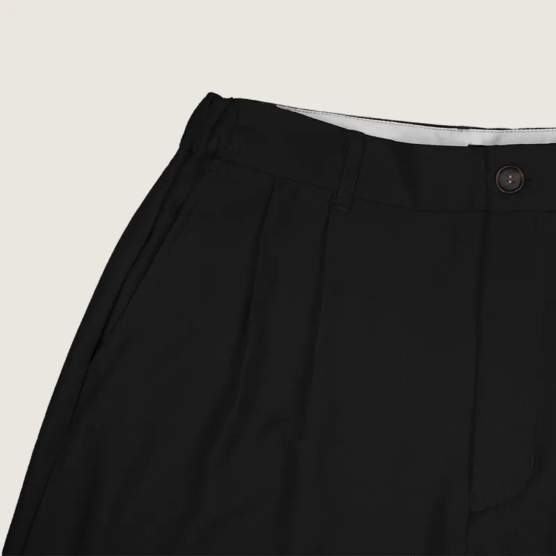 P.B.P - SEERSUCKER SHORTS - BLACK