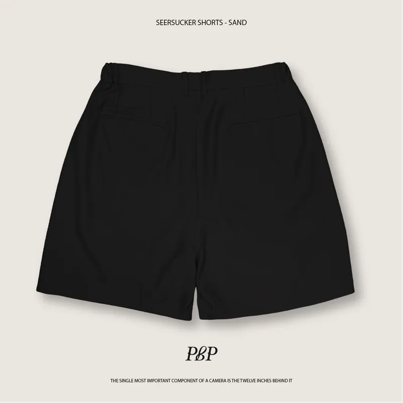 P.B.P - SEERSUCKER SHORTS - BLACK