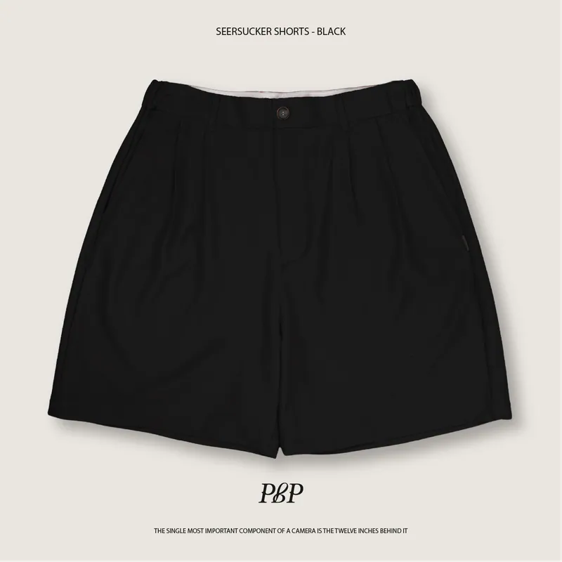 P.B.P - SEERSUCKER SHORTS - BLACK