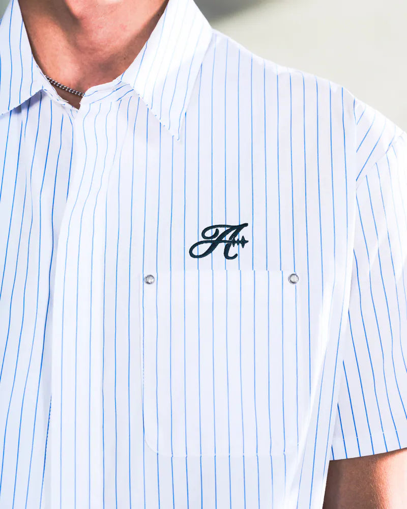 ARC STRIPED CURSIVE SHIRT - WHITE