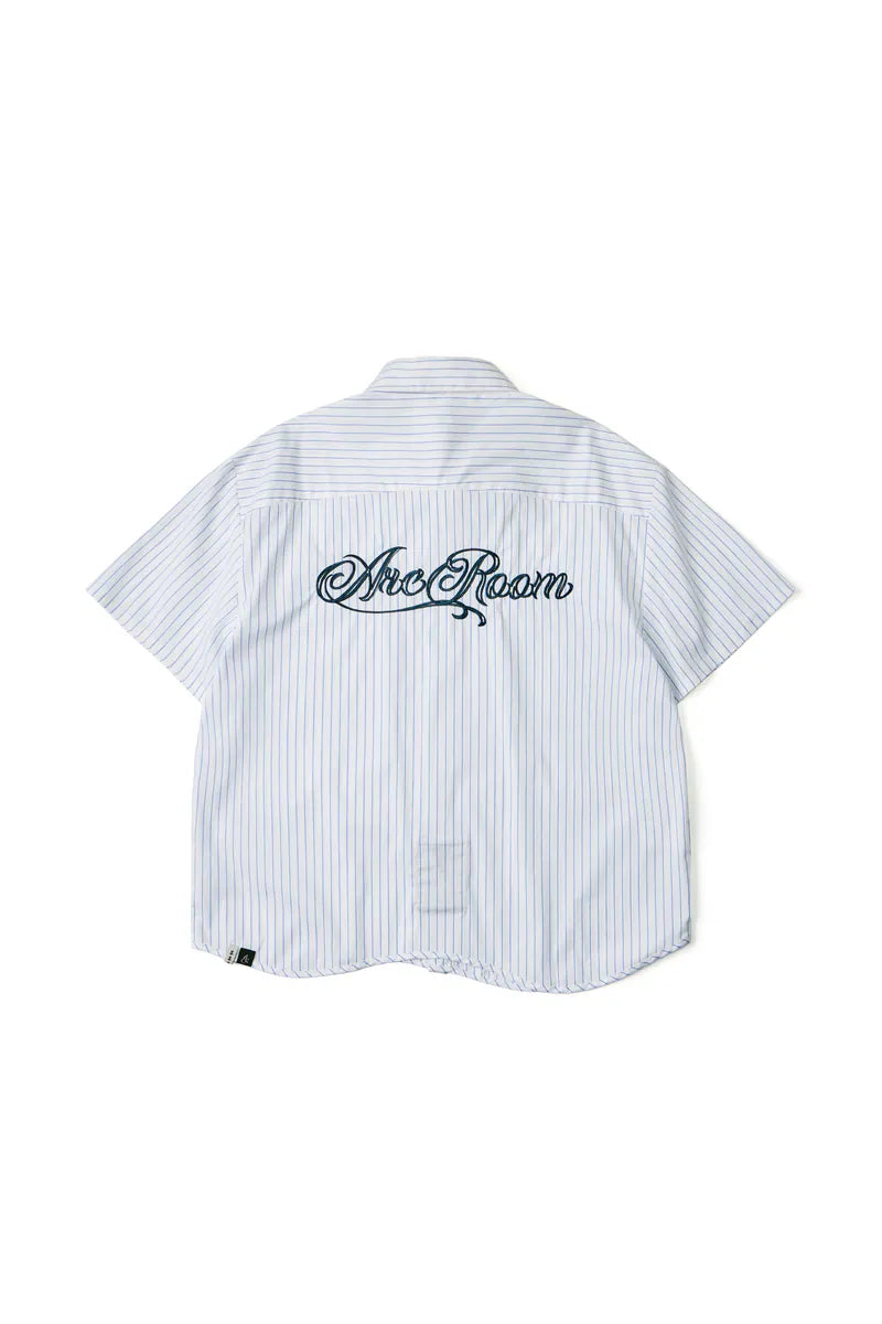ARC STRIPED CURSIVE SHIRT - WHITE