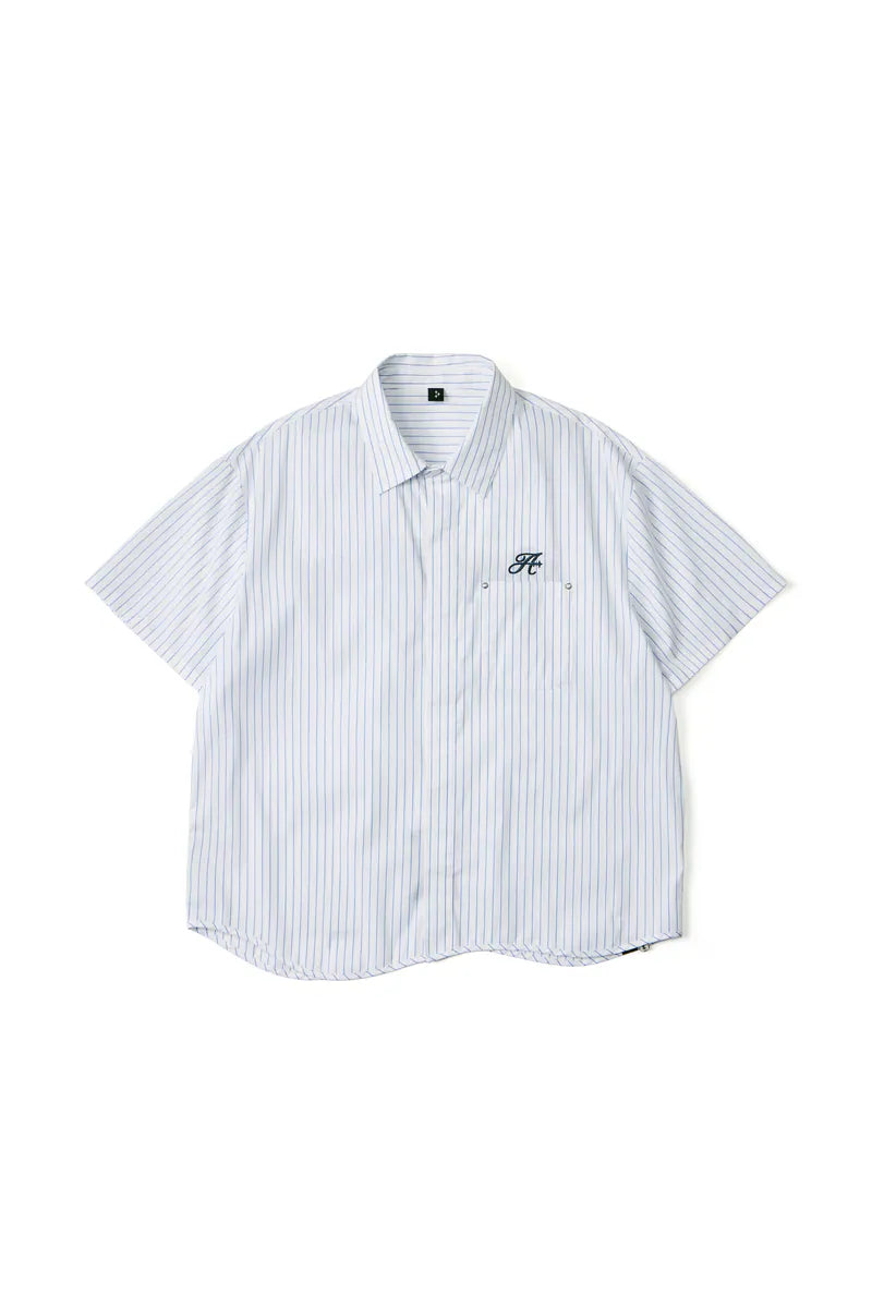 ARC STRIPED CURSIVE SHIRT - WHITE