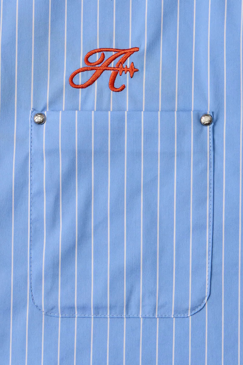 ARC STRIPED CURSIVE SHIRT - BLUE