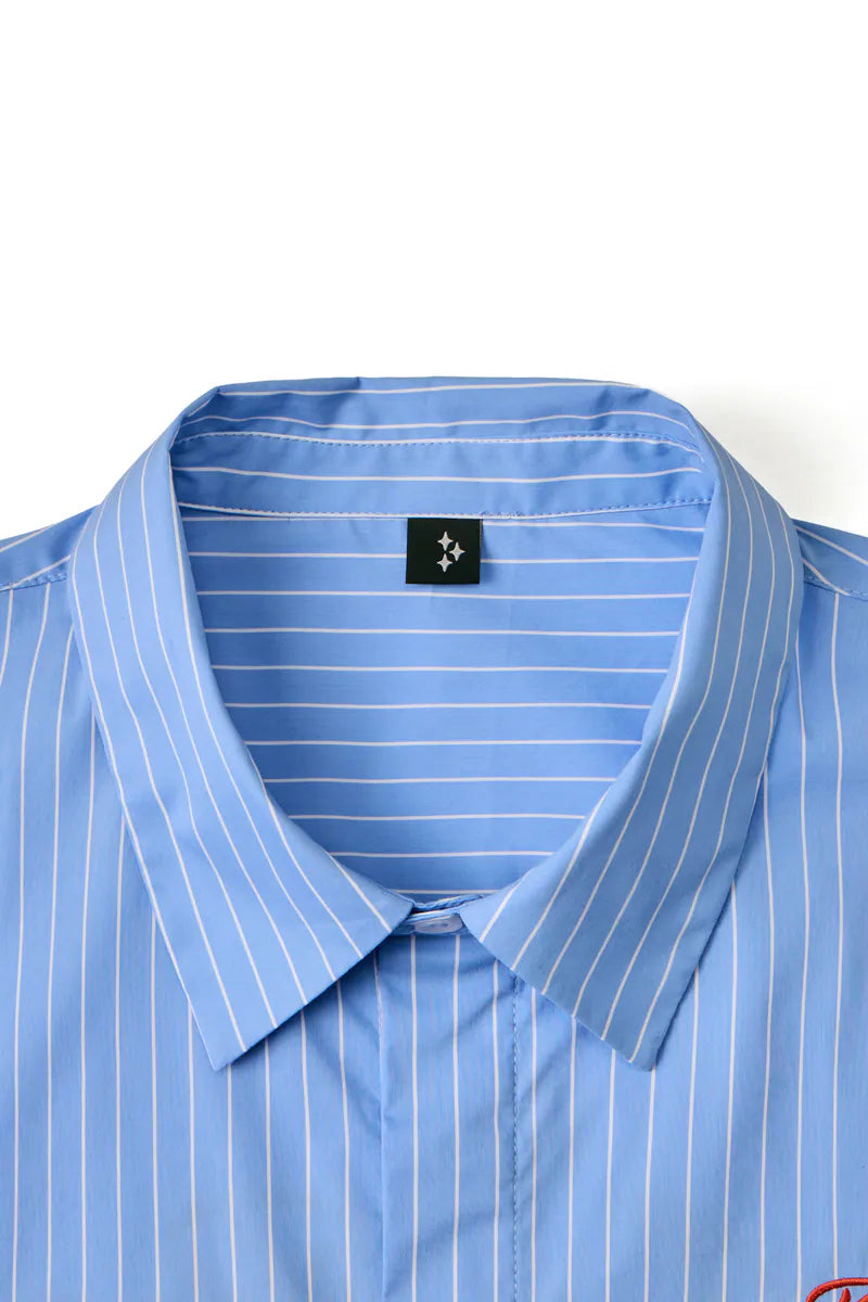 ARC STRIPED CURSIVE SHIRT - BLUE