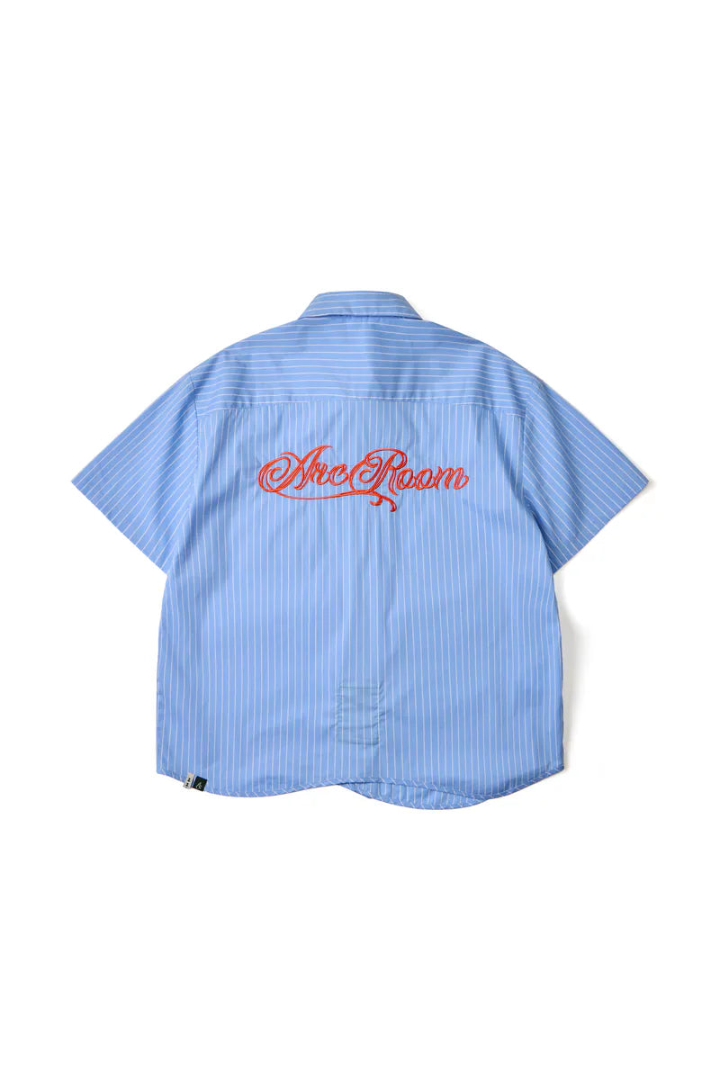 ARC STRIPED CURSIVE SHIRT - BLUE