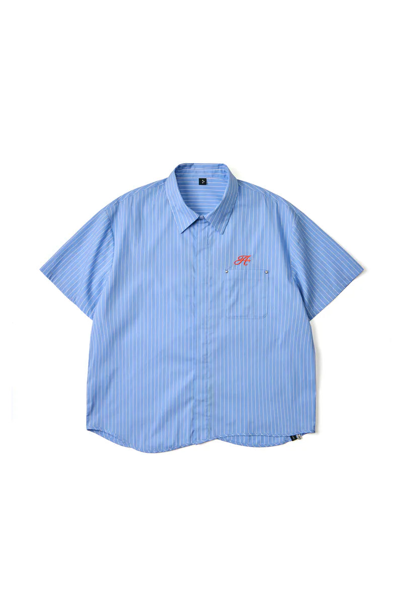 ARC STRIPED CURSIVE SHIRT - BLUE