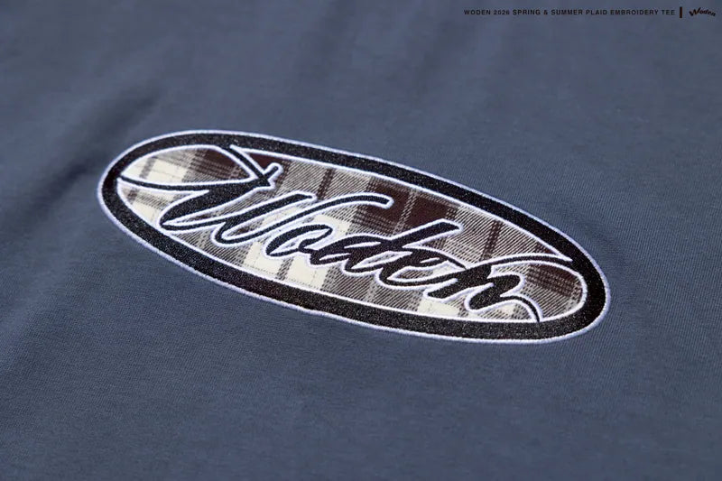 WODEN 2026 Spring & Summer 043 Plaid Embroidery Tee