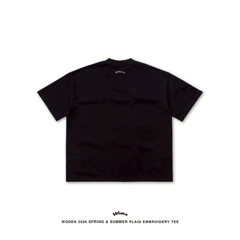 WODEN 2026 Spring & Summer 043 Plaid Embroidery Tee
