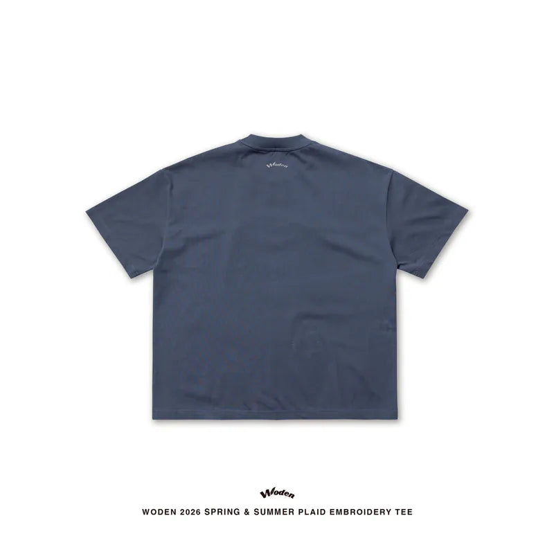 WODEN 2026 Spring & Summer 043 Plaid Embroidery Tee