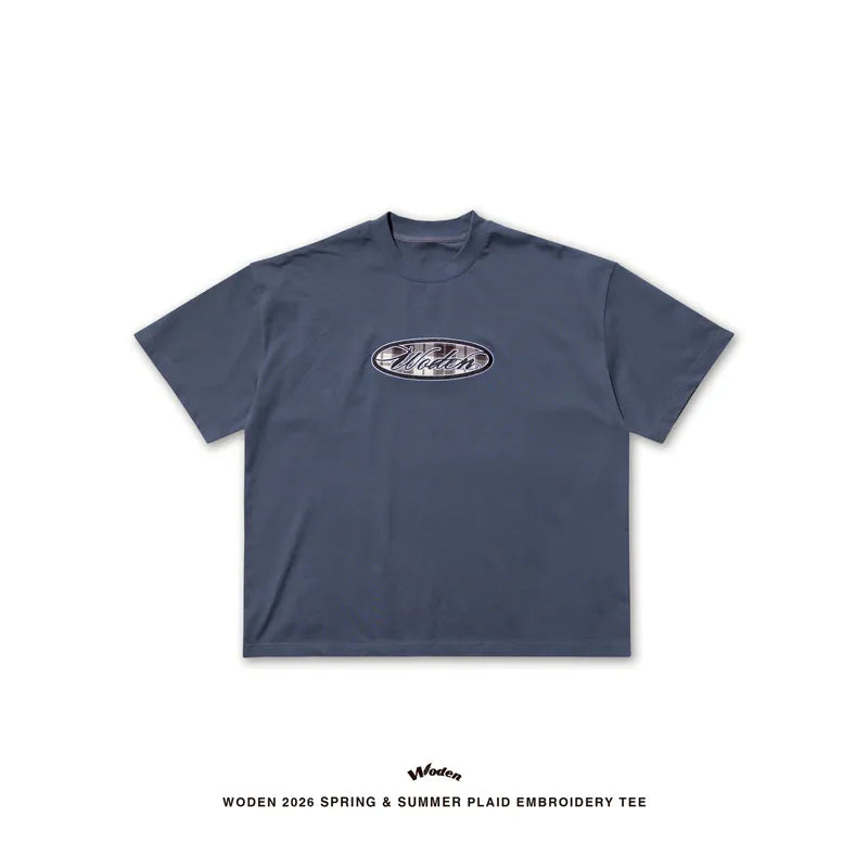 WODEN 2026 Spring & Summer 043 Plaid Embroidery Tee