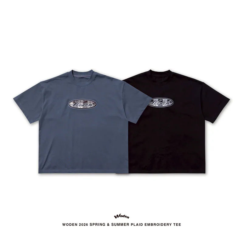 WODEN 2026 Spring & Summer 043 Plaid Embroidery Tee