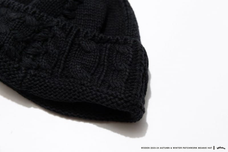 WODEN 2023-24 Autumn & Winter Patchwork Beanie Hat 黑色