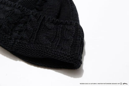 WODEN 2023-24 Autumn & Winter Patchwork Beanie Hat 黑色
