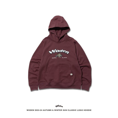 WODEN 2023-24 Autumn & Winter 015 SUN Classic LOGO Hoodie 酒紅