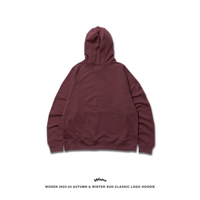 WODEN 2023-24 Autumn & Winter 015 SUN Classic LOGO Hoodie 酒紅