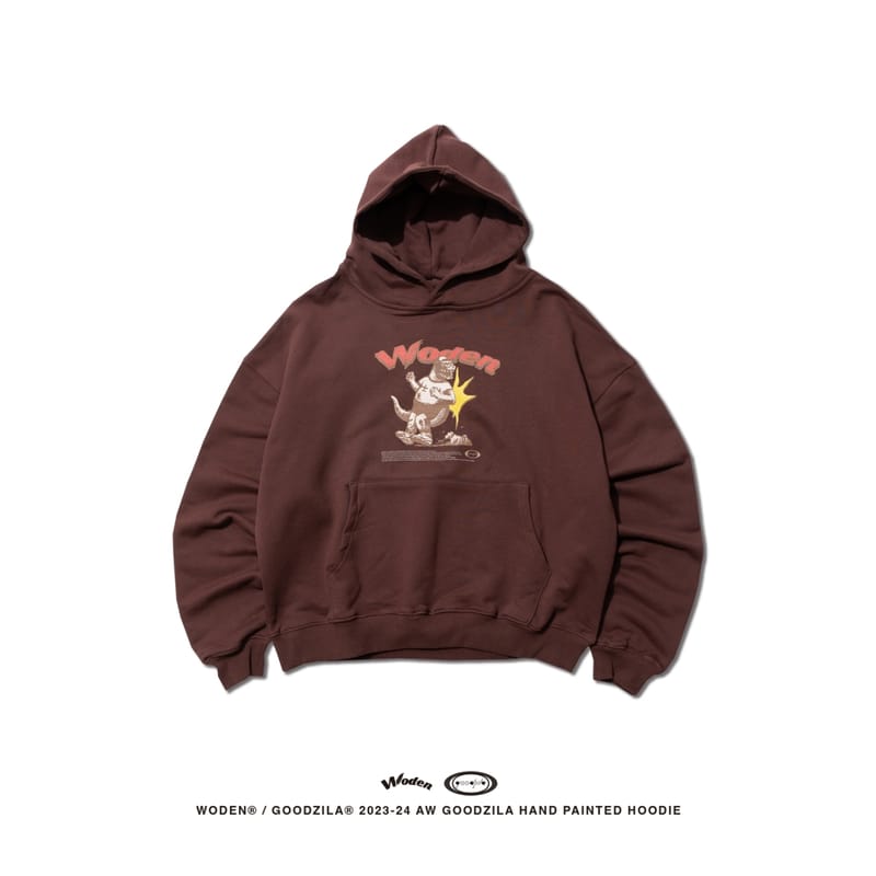 WODEN X Goodzila 032 Hand Painted Hoodie 咖啡