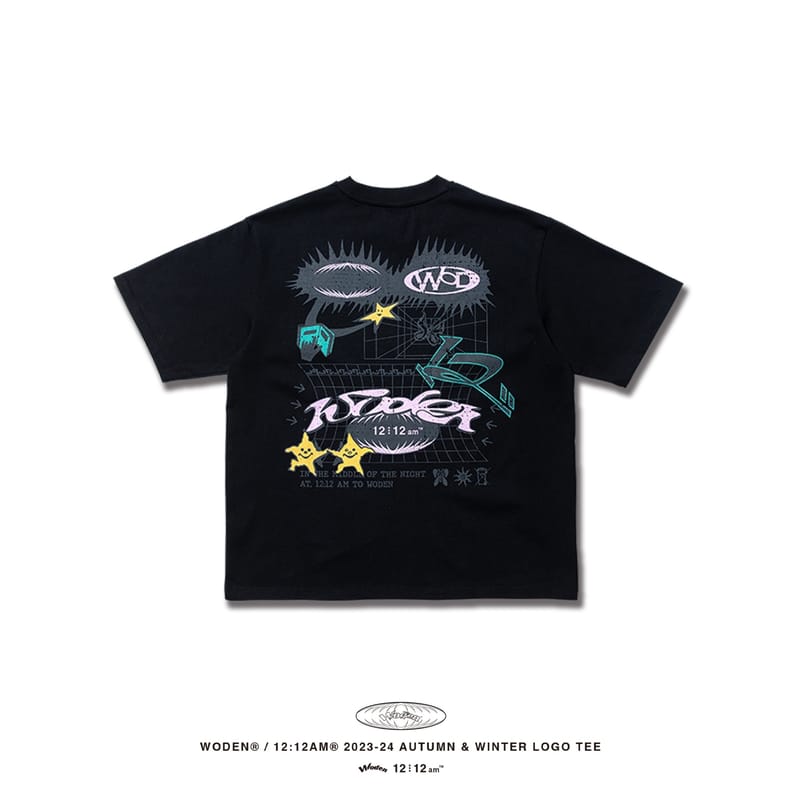 WODEN® / 12:12am® 2023-24 Autumn & Winter 036 LOGO tee 黑色