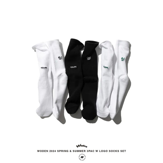 WODEN 2024 Spring & Summer 030 3Pac W LOGO Socks Set