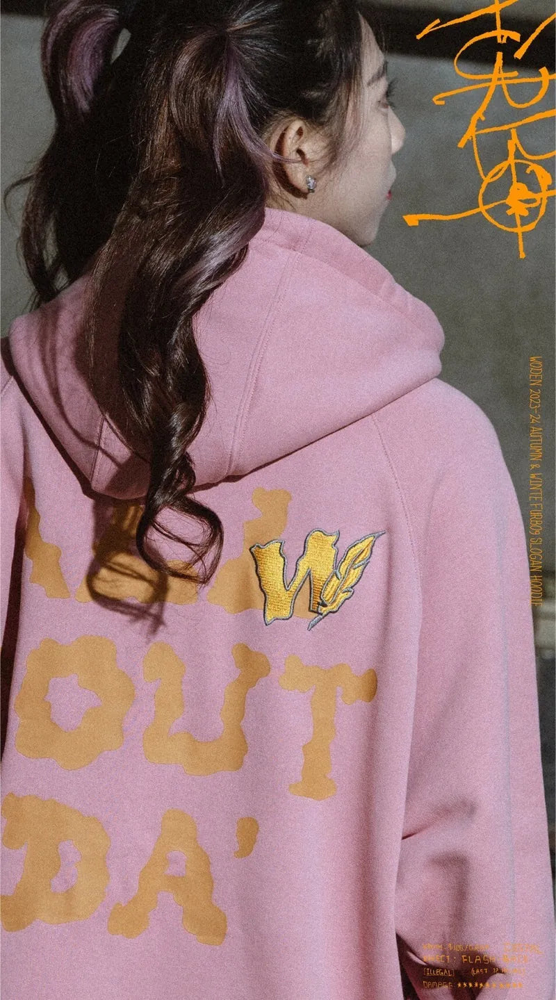 WODEN 2023-24 Autumn & Winte 046 Furbo9 Slogan Hoodie 粉