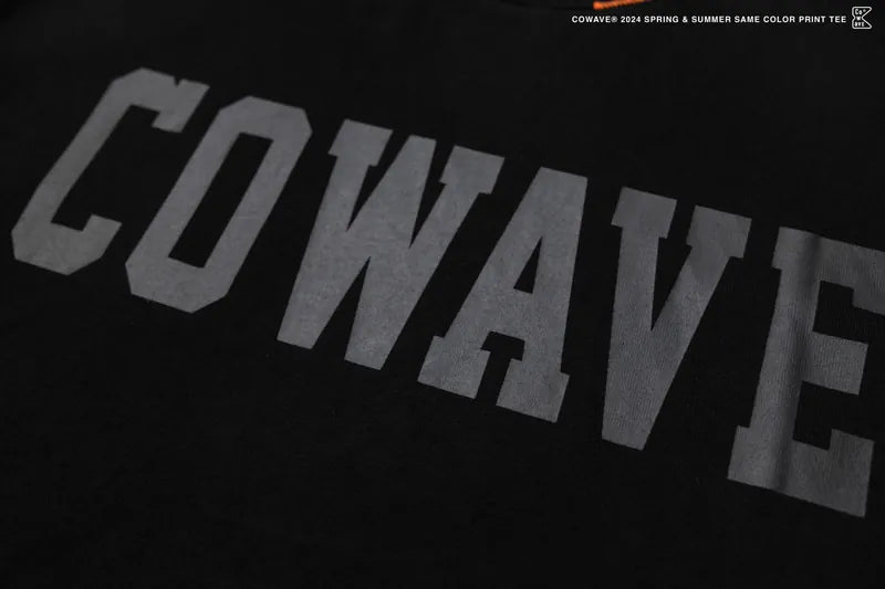 Cowave 2024 Spring & Summer Same Color Print Tee