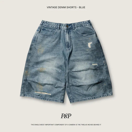 P.B.P - VINTAGE DENIM SHORTS - BLUE