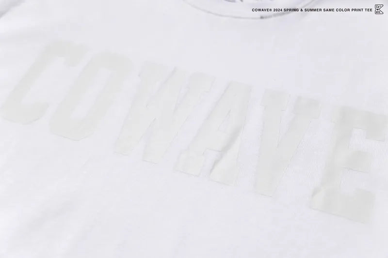 Cowave 2024 Spring & Summer Same Color Print Tee