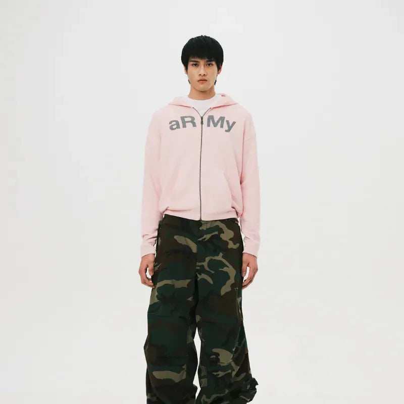 org aRMy Slim Waffle Zip Hoodie