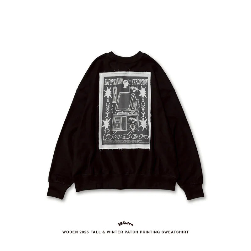 WODEN 2025 Fall & Winter 004 Patchwork Printing Sweatshirt