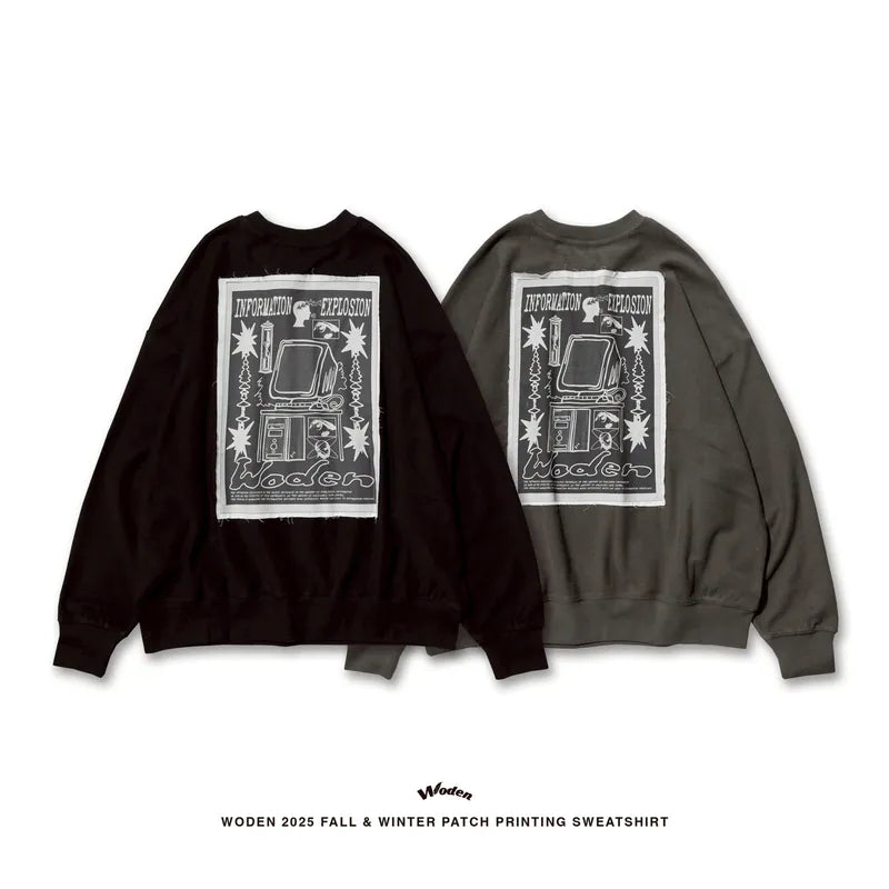 WODEN 2025 Fall & Winter 004 Patchwork Printing Sweatshirt