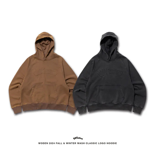 WODEN 2024 Fall & Winter 046 Wash Classic LOGO Hoodie