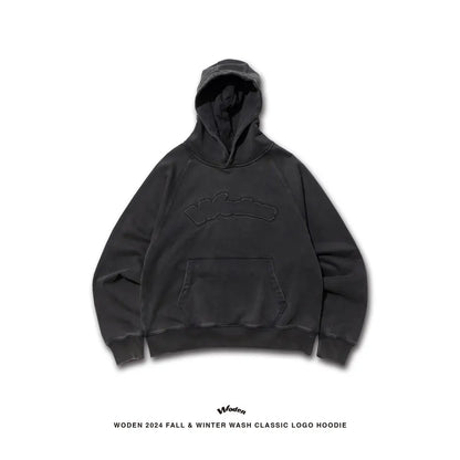 WODEN 2024 Fall & Winter 046 Wash Classic LOGO Hoodie