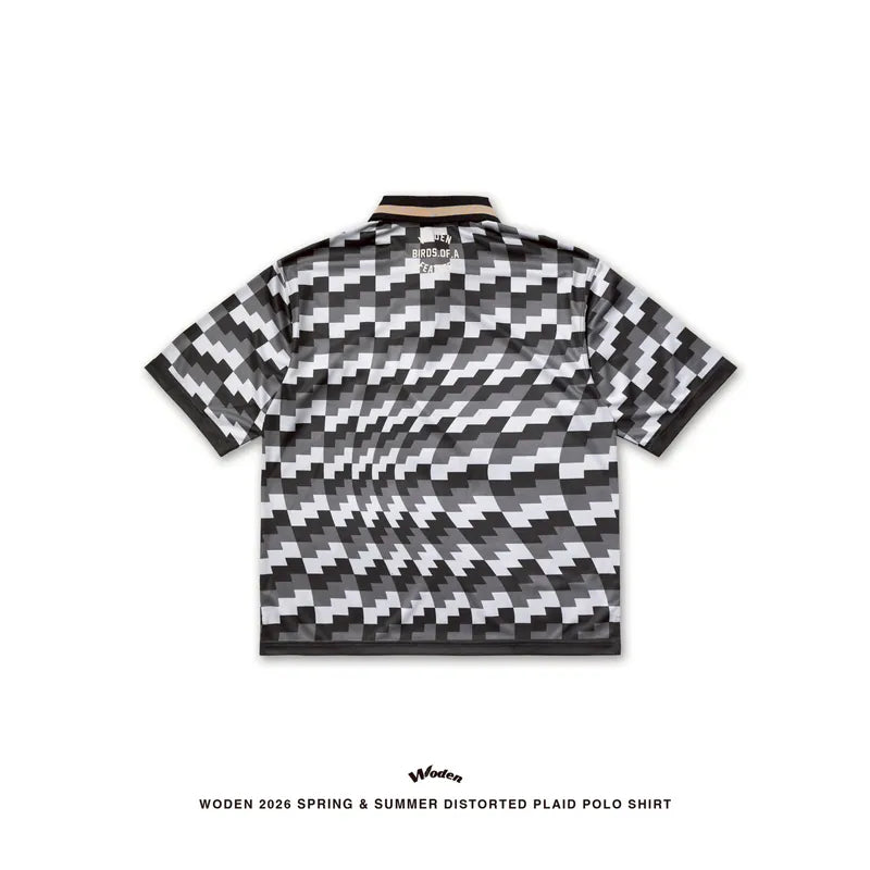 WODEN 2026 Spring & Summer 005 Distorted Plaid Polo Shirt