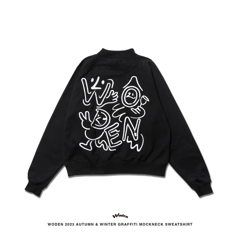 WODEN 2023 Autumn & Winter Graffiti Mockneck Sweatshirt