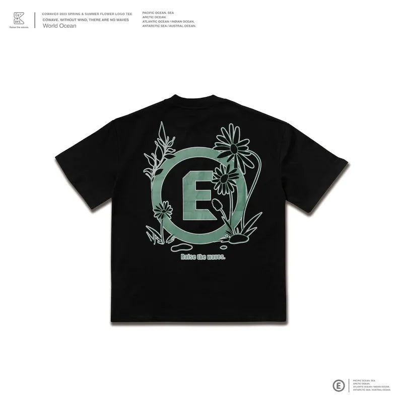 Cowave 2023 Spring & Summer Flower LOGO Tee 黑